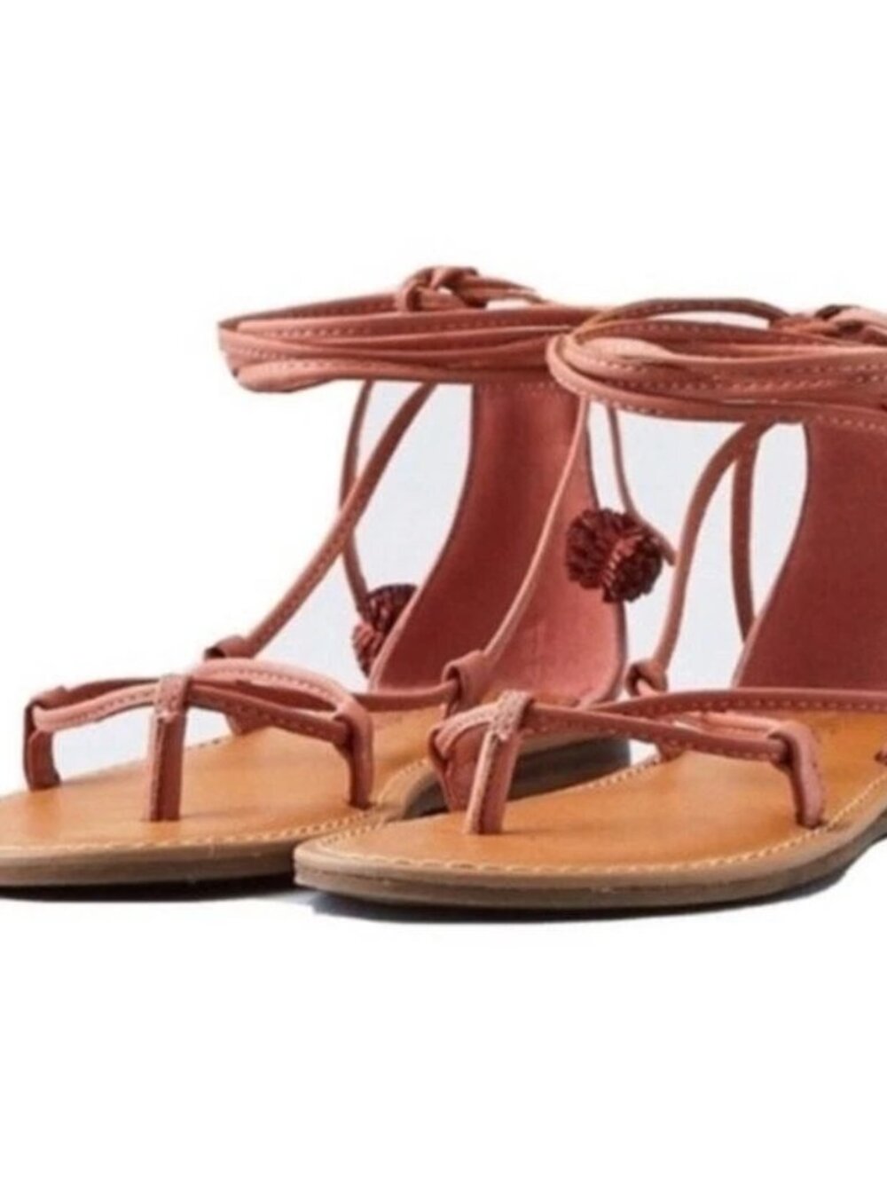 American Eagle Outfitters Women's Pink Strappy Lace-Up Gladiator Sandals